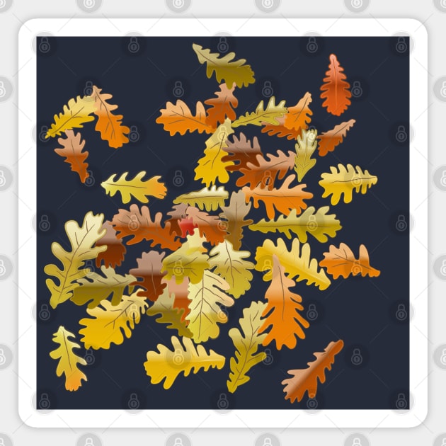 Oak leaves in autumn Magnet by Slownessi